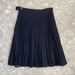 Black Pleated Midi Shirt